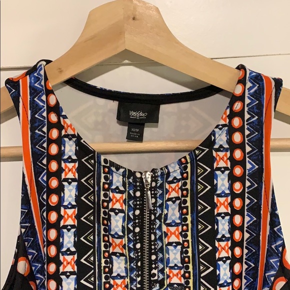 Fit & Flare Zip Dress - Black/Multi Print - Picture 5 of 7